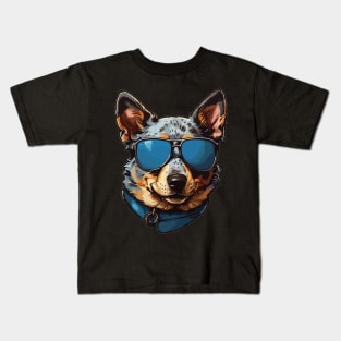 Australian Cattle Dog in Sunglasses Kids T-Shirt